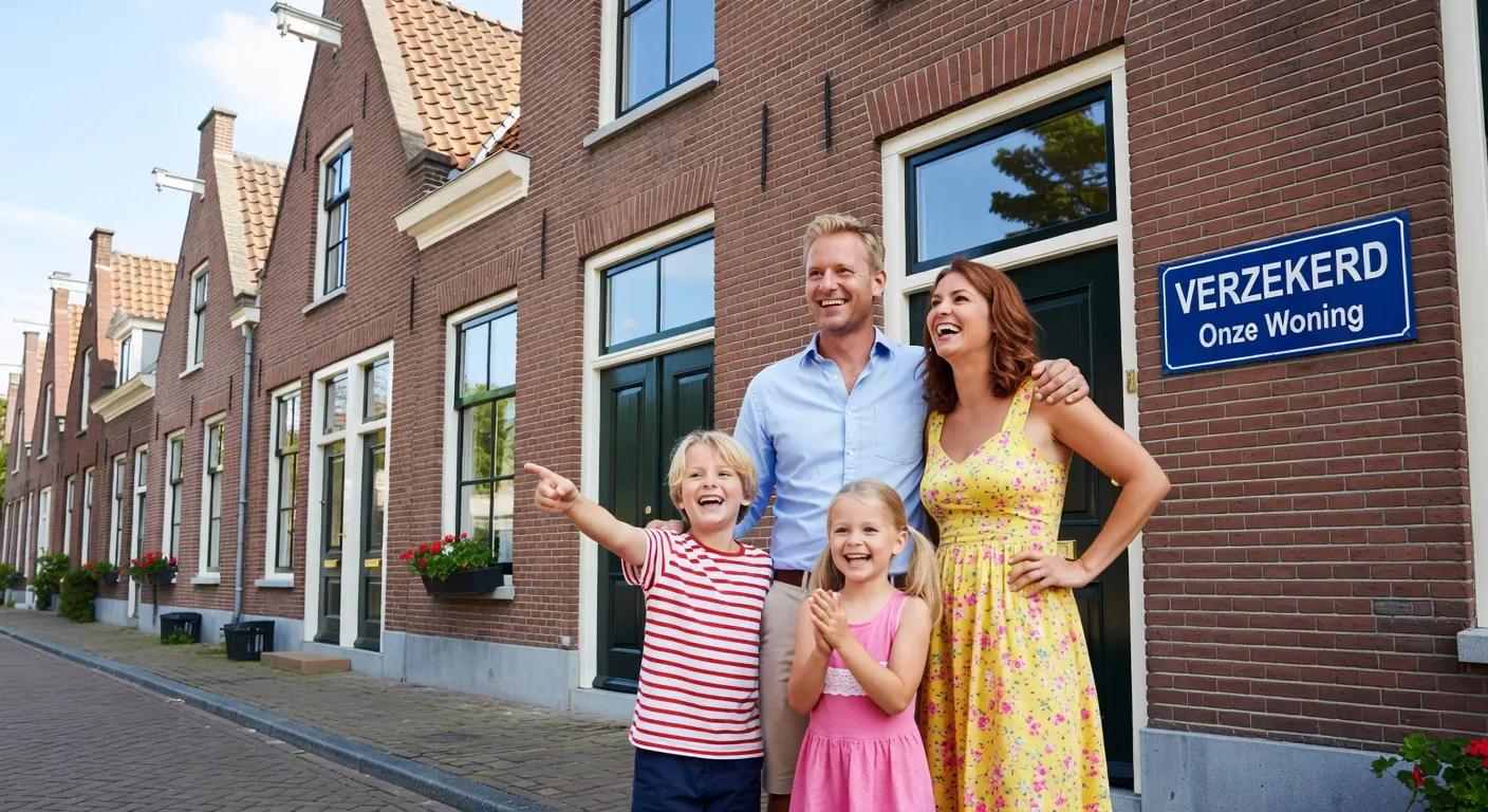 Illustratie van een huis met hypotheekdocumenten en verzekeringspolis voor 2026 eisen