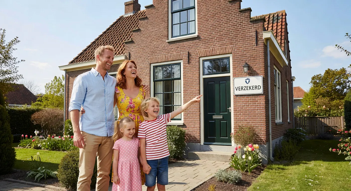 Illustratie van een huis met gebroken raam en verzekeringsdekking
